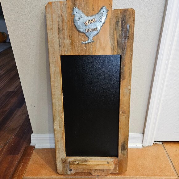 RARE RUSTIC FARMHOUSE CHICKEN ROOSTER KITCHEN OFFICE WOOD MEMO NOTE CHALKBOARD - Picture 2 of 15